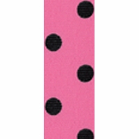 7/8" Hot Pink/Black Dippy Dot Grosgrain Ribbon