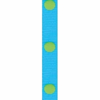 3/8" Turquoise/Green Dippy Dot Grosgrain Ribbon