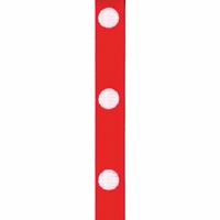 3/8" Hot Red/White Dippy Dot Grosgrain Ribbon