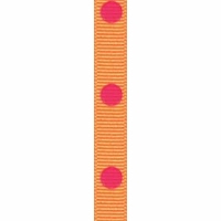 3/8" Orange Cream/French Pink Dippy Dot Grosgrain Ribbon