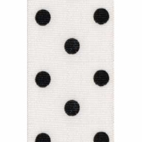 1 1/2" White/Black Dippy Dot Grosgrain Ribbon