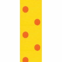 7/8" Yellow/Orange Dippy Dot Grosgrain Ribbon