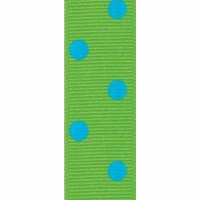 7/8" Green/Turquoise Dippy Dot Grosgrain Ribbon
